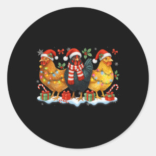 Farm Animal Funny Chicken Christmas Lights Cute Xm Classic Round Sticker