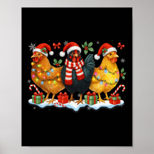Farm Animal Funny Chicken Christmas Lights Cute Xm Poster