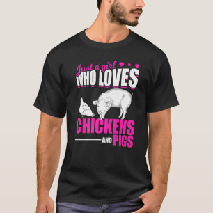 Farm Animal  Girls Farmer Women Farming Pig Chicke T-Shirt