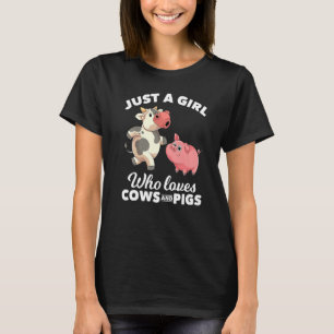 Farm Animal  Girls Farmer Women Farming Pig Cow T-Shirt