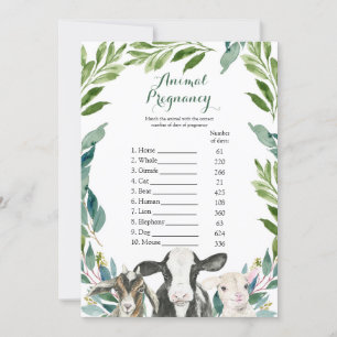 Farm Animal Greenery Boy Animal Pregnancy Games Invitation