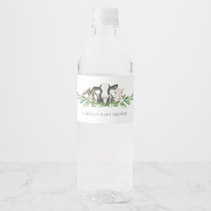 Farm Animal Greenery Boy Baby Shower Water Bottle Water Bottle Label