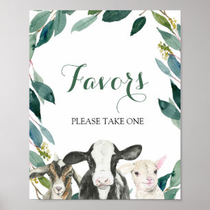 Farm Animal Greenery Boy Party Favours Sign