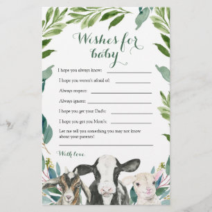 Farm Animal Greenery Boy Wishes For Baby