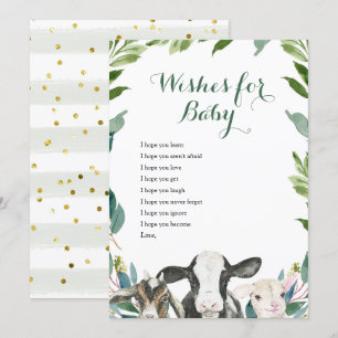 Farm Animal Greenery Boy Wishes for Baby Card