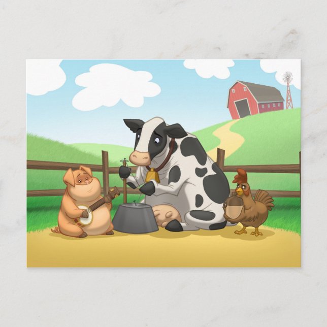 Farm Animal Jug Band Postcard (Front)