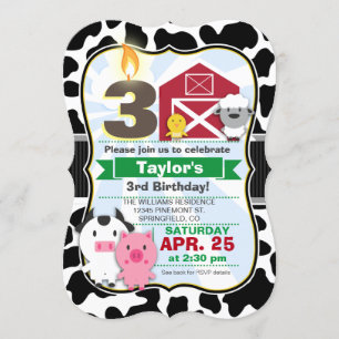 Farm Animal Kids Birthday Party Invitation