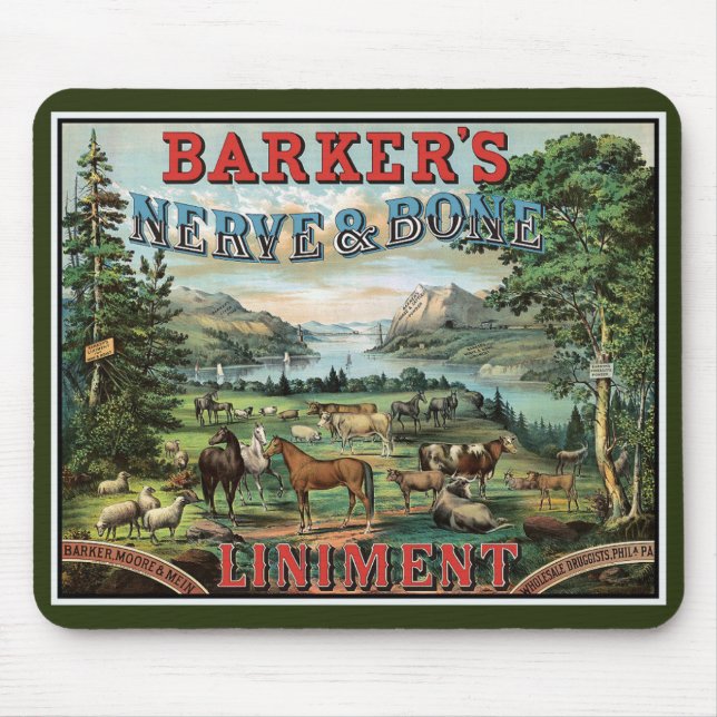 Farm Animal Liniment Vintage Ad Mouse Mat (Front)