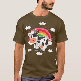 Farm Animal Lover Farming Farmer Rainbow Cute Cow T-Shirt