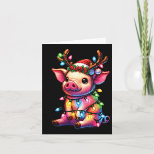 Farm Animal Lovers Pig Wearing Santa Hat Christmas Card