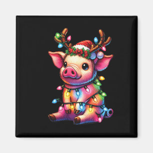 Farm Animal Lovers Pig Wearing Santa Hat Christmas Magnet
