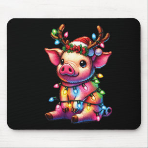 Farm Animal Lovers Pig Wearing Santa Hat Christmas Mouse Mat