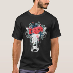 Farm Animal Nature Flower Gift Cow T-Shirt