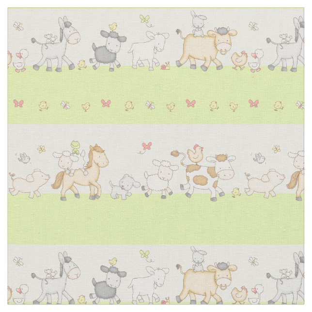 Farm Animal Parade Fabric (Close Up)