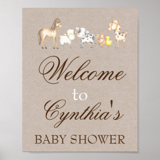 Farm Animal Party Welcome Sign Poster