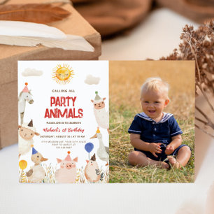 Farm Animal Photo Birthday Invitation