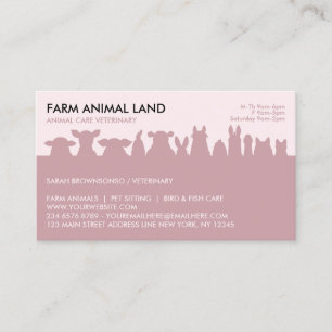 Farm Animal Pink Appointment Visit Business Card