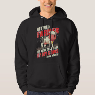 Farm Animal Retired Farmer Retirement Cow Hoodie