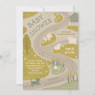Farm Animal Rustic Country Countryside Baby Shower Invitation