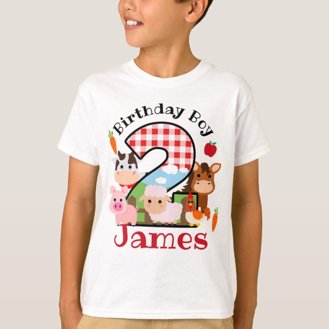 Farm Animal Second Birthday 2nd| Barnyard Birthday T-Shirt (Front)
