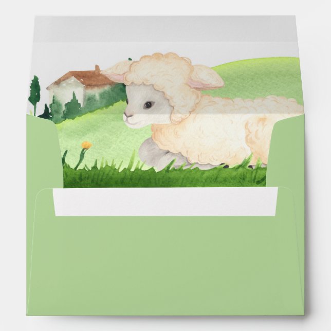   Farm Animal Sheep Boys Baby Shower Envelope (Back (Bottom))