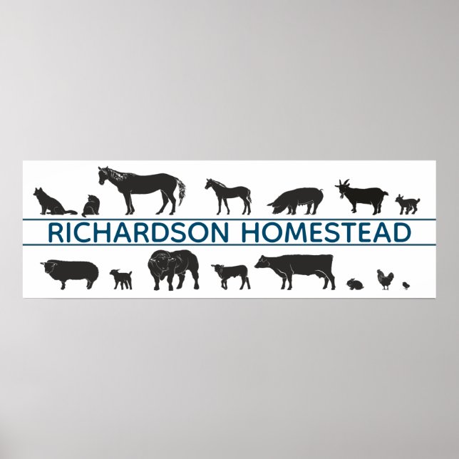 Farm Animal Silhouettes Personalized Homestead Poster (Front)