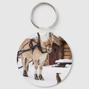 Farm animal talk horse and rabbits key ring