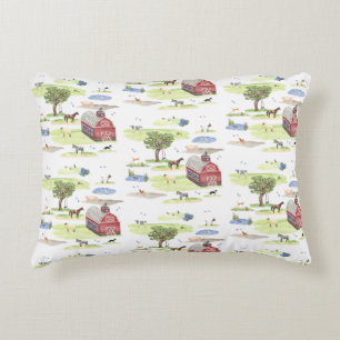 Farm Animal Toile Accent Pillow (Original Colours)