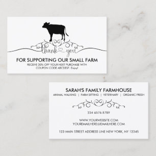 Farm Animal Veterinary cow Thank You Business Card