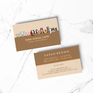Farm Animal Veterinary Orange Brown Business Card