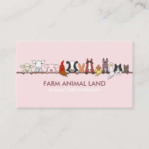 Farm Animal Veterinary Pink Business Card