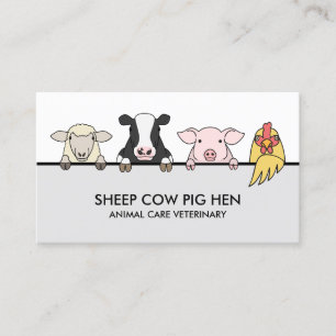 Farm Animal Veterinary Sheep Cow Pig Hen Business Card