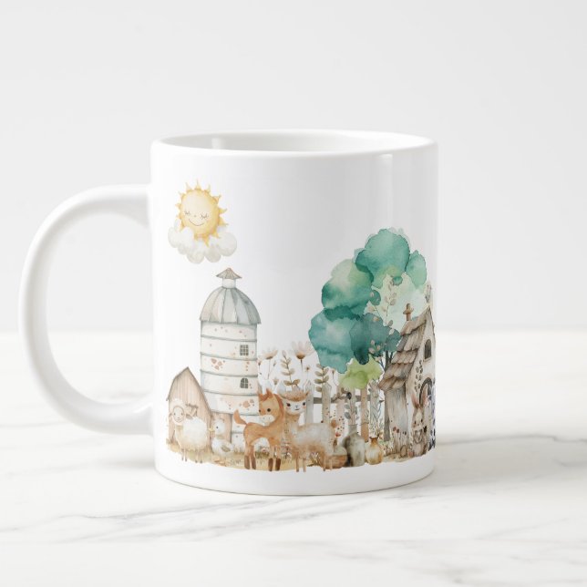 Farm Animal Watercolor Mug – Cute Nursery cup (Left)