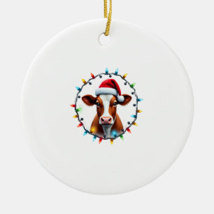 Farm Animal Xmas Pajamas Costume Farmer Christmas Ceramic Tree Decoration