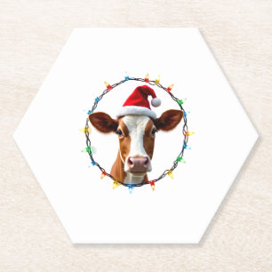 Farm Animal Xmas Pajamas Costume Farmer Christmas Paper Coaster