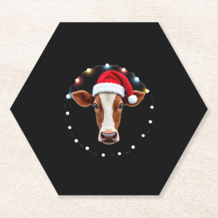 Farm Animal Xmas Pajamas Costume Farmer Christmas Paper Coaster