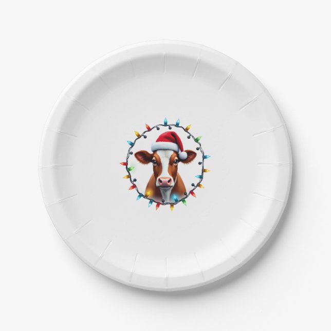 Farm Animal Xmas Pajamas Costume Farmer Christmas  Paper Plate (Front)