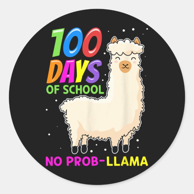 Farm Animals - 100 Days Of School No Prob-llama  Classic Round Sticker (Front)