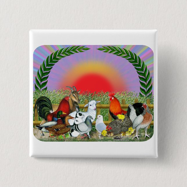 Farm Animals 15 Cm Square Badge (Front)