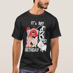Farm Animals 1 Year Old It's My 1St Birthday Party T-Shirt