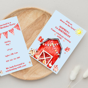 Farm Animals 1st Birthday Invitation Editable