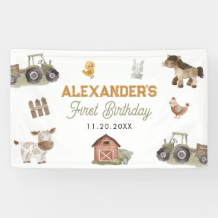 Farm Animals 1st Birthday Party Banner