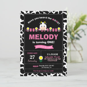Farm Animals 1st Birthday Party Girl Barnyard Pink Invitation