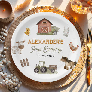 Farm Animals 1st Birthday Party Paper Plate