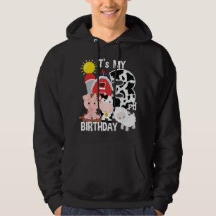 Farm Animals 3 Year Old It's My 3rd Birthday Party Hoodie