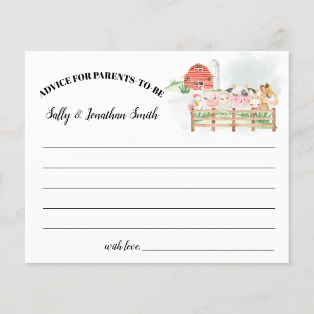 Farm Animals Advice for Parents to-be card (Front)