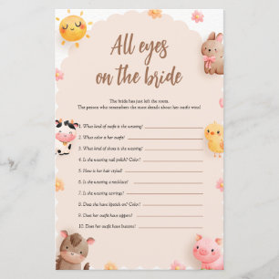 Farm Animals All Eyes on the Bride Shower Game