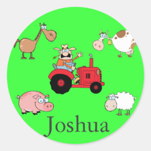 Farm animals and Tractor Classic Round Sticker