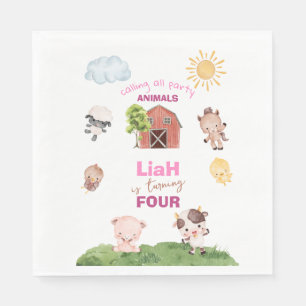 Farm animals Any Age Birthday Napkin