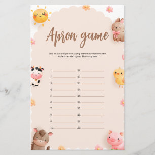 Farm Animals Apron Bridal Shower Game